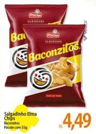 Atacadão Salgadinho Elma Chips Baconzitos Pacote com 55g oferta