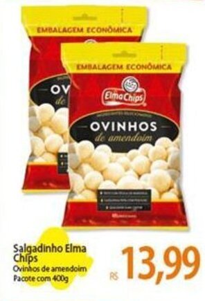 Atacadão Salgadinho Elma Chips Ovinhos de amendoim Pacote com 400g oferta