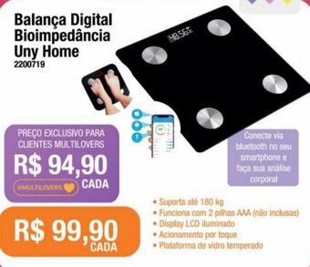 Multicoisas Balança Digital Bioimpedância Uny Home oferta