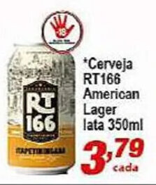 Pão de Mel *Cerveja RT166 American Lager lata 350ml oferta