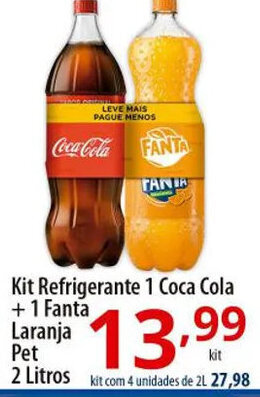 Akki Atacadista Kit Refrigerante 1 Coca Cola + 1 Fanta Laranja Pet 2L oferta