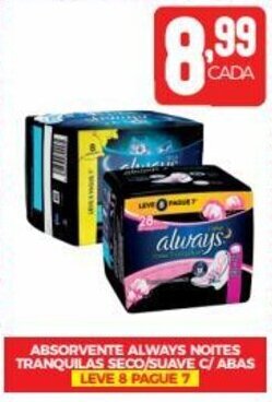 Fort Atacadista ABSORVENTE ALWAYS NOITES TRANQUILAS SECO/SUAVE C/ABAS LEVE 8 PAGUE 7 oferta