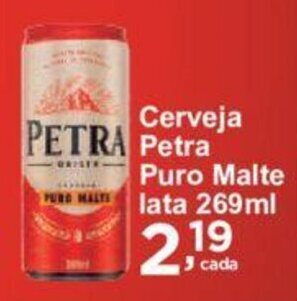 Rossi Supermercado Cerveja Petra Puro Malte lata 269ml oferta