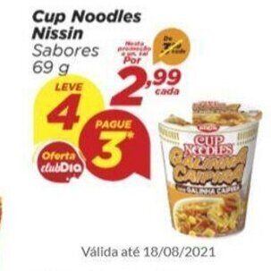 Dia Cup Noodles Nissin 69g oferta