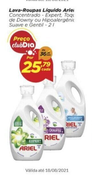 Dia Lava roupas Liquido Ariel 2L oferta