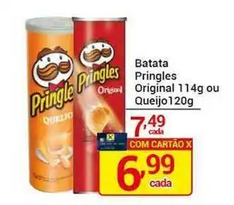 X Supermercados Batata Pringles Original 114g Ou Queijo 120g oferta