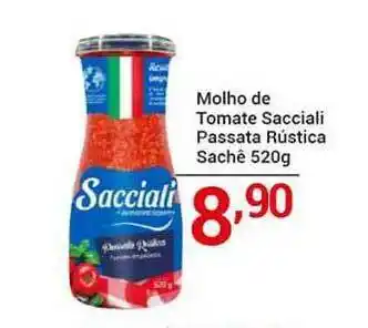 X Supermercados Molho De Tomate Sacciali Passata Rústica 520g oferta