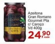 Azeitona Gran Romano Gourmet Pta c/ Caroço Vd 400g
