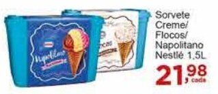 Rossi Supermercado Sorvete Creme/ Flocos/ Napolitano Nestlé 1,5L oferta