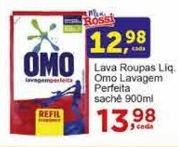 Rossi Supermercado Lava Roupas Liq. Omo Lavagem Perfeita sache 900ml oferta