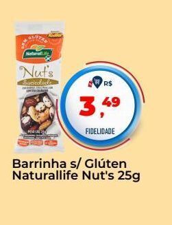 Barrinha s/ glúten naturallife nut's 25g
