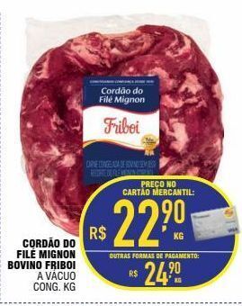 Mercantil Rodrigues Cordão do filé mignon bovino friboi a vácuo cong. kg oferta