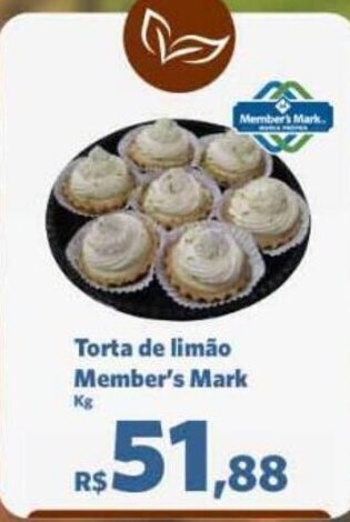 Sam's Club Torta de limão Member's Mark Kg oferta