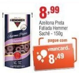 Veran Supermercados Azeitona Preta Fatiada Hemmer Sache 150g oferta