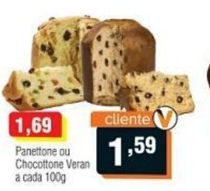 Veran Supermercados Panettone Ou Chocottone Veran a cada 100g oferta
