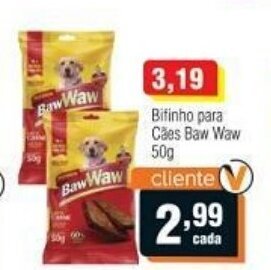 Veran Supermercados Bifinho para Caes Baw Waw 50g oferta