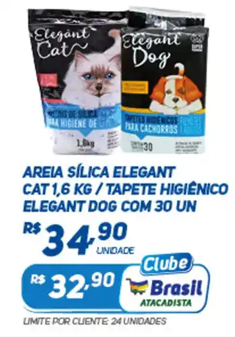 AREIA SÍLICA ELEGANT CAT 1,6 KG/TAPETE HIGIÊNICO ELEGANT DOG COM 30 UN