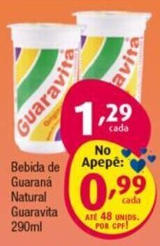 Supermercados Intercontinental Bebida de Guaraná Natural Guaravita 290ml oferta