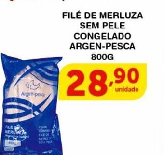 Roldão Filé de merluza sem pele congelado argen-pesca 800g oferta