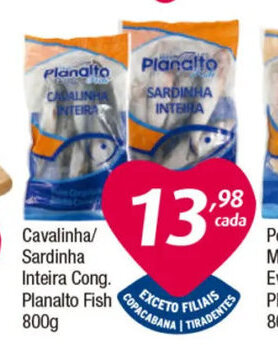 Cavalinha/ Sardinha Inteira Cong. Planalto Fish 800g
