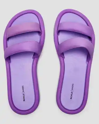 Riachuelo Chinelo feminino slide duas tiras lilás | riachuelo oferta