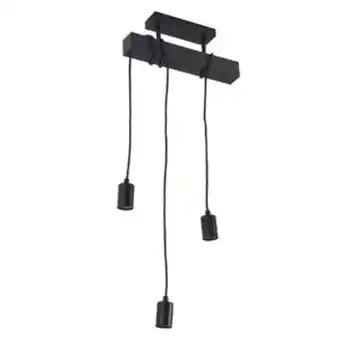 Leroy Merlin Pendente linear 3 lâmpadas metal e madeira preto inspire oferta