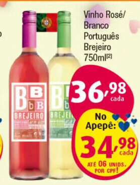 Inter Supermercados Vinho Rosé/ Branco Português Brejeiro 750ml oferta