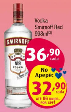Vodka Smirnoff Red 998ml