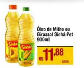 Max Atacadista Óleo de Milho ou Girassol Sinhá Pet 900ml oferta