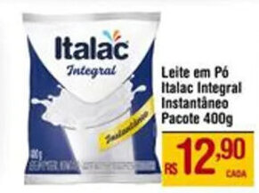 Max Atacadista Leite em Pó Italac Integral Instantâneo Pacote 400g oferta