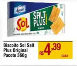 Max Atacadista Biscoito Sol Salt Plus Original Pacote 360g oferta