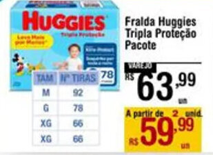 Max Atacadista Fralda Huggies Tripla Proteção Pacote oferta