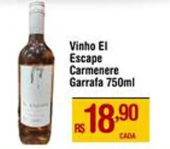 Max Atacadista Vinho El Escape Carmenere Garrafa 750ml oferta
