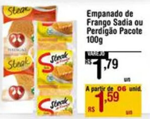 Max Atacadista Empanado de Frango Sadia ou Perdigão Pacote 100g oferta