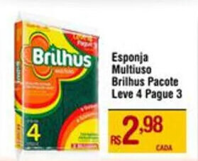 Esponja Multiuso Brilhus Pacote Leve 4 Pague 3