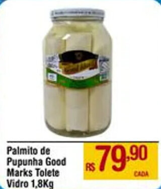 Palmito de Pupunha Good Marks Tolete Vidro 1,8kg