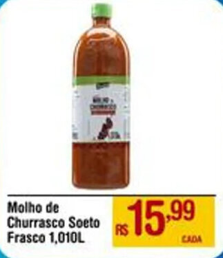 Max Atacadista Molho de Churrasco Soeto Frasco 1,010L oferta