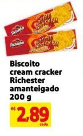 Extra Supermercado Biscoito cream cracker Richester amanteigado 200 g oferta