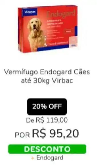Cobasi Vermifugo Endograd Caes ate 30kgVirbac oferta