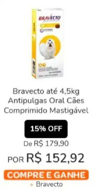 Cobasi Bravecto ate 4.5kg Antipulgas Oral Caes Comprimido Mastigavel oferta