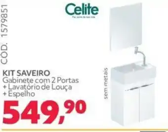 Telhanorte KIT SAVEIRO Gabinete com 2 Portas + Lavatório de Louça + Espelho oferta