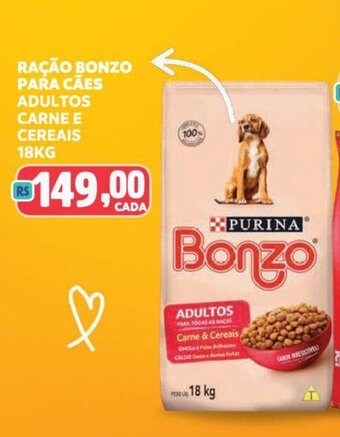 Supermercados Mateus RAÇÃO BONZO PARA CÃES ADULTOS CARNE E CEREAIS 18KG oferta
