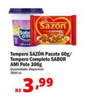Tempero SAZÓN Pacote 60g/ Tempero Completo SABOR AMI Pote 300g