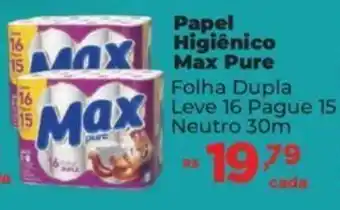 Supermercados Mateus Papel Higiênico Max Pure Folha Dupla Leve 16 Pague 15 Neutro 30m oferta