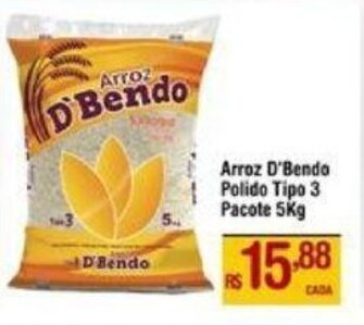 Max Atacadista Arroz D'Bendo Polido Tipo 3 Pacote 5Kg oferta