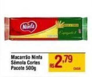 Macarrão Ninfa Sêmola Cortes Pacote 500g