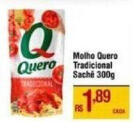Max Atacadista Molho Quero Tradicional Sache 300g oferta