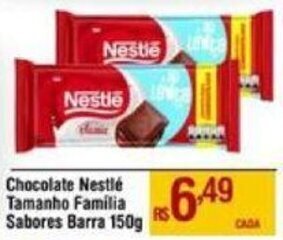 Chocolate Nestlé Tamanho Familia Sabores Barra 150g