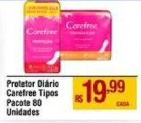 Protetor Diário Carefree Tipos Pacote 80 Unidades