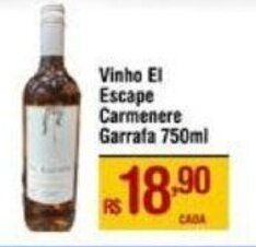 Max Atacadista Vinho El Escape Carmenere Garrafa 750ml oferta